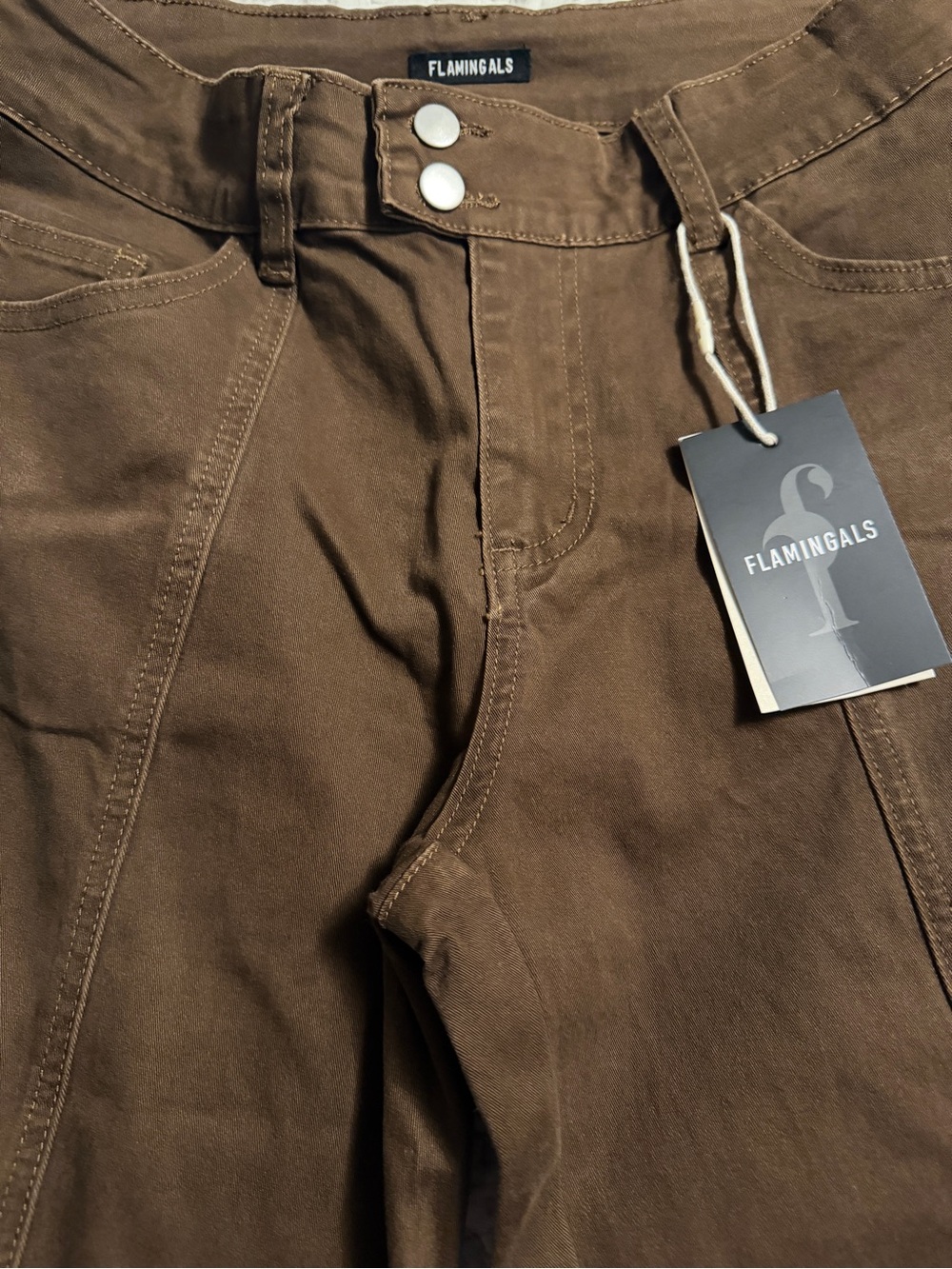TikTok Famous Flamingals Straight-Leg Pants in Brown - Picture 6 of 10